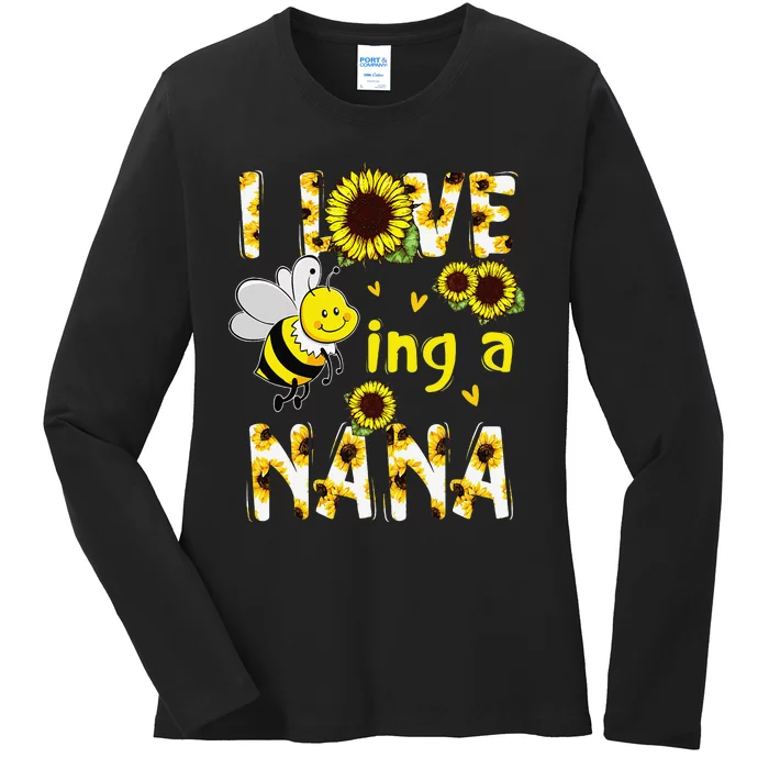 I Love Being A Nana Sunflower Bee, Mother's Day Ladies Long Sleeve Shirt