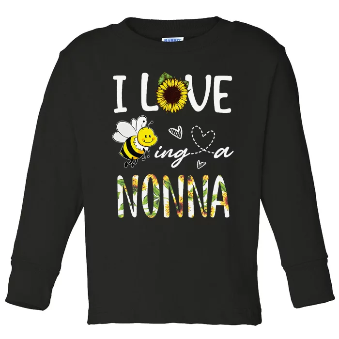 I Love Being A Nonna Sunflower Bee, Mother's Day Toddler Long Sleeve Shirt