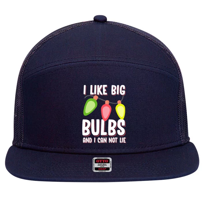 I Like Big Bulbs And I Can Not Lie Funny Christmas Gift 7 Panel Mesh Trucker Snapback Hat