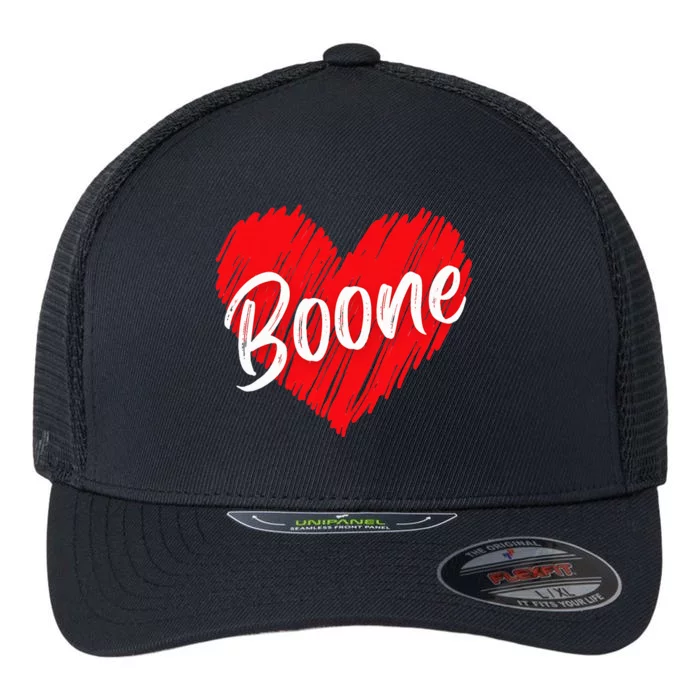 I Love Boone Heart Personalized Name Boone Flexfit Unipanel Trucker Cap