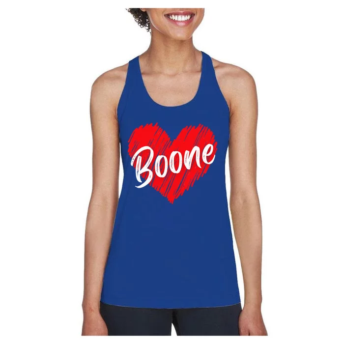 I Love Boone Heart Personalized Name Boone Women's Racerback Tank