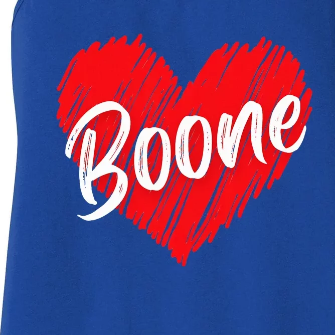 I Love Boone Heart Personalized Name Boone Women's Racerback Tank