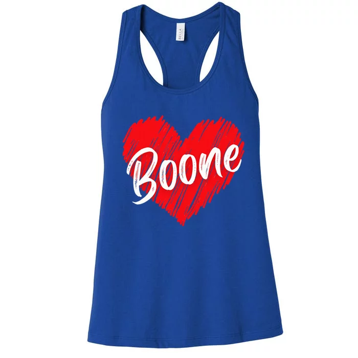 I Love Boone Heart Personalized Name Boone Women's Racerback Tank