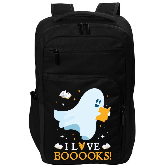 I Love Booooks Cute Ghost Reading Books Halloween Teacher Impact Tech Backpack