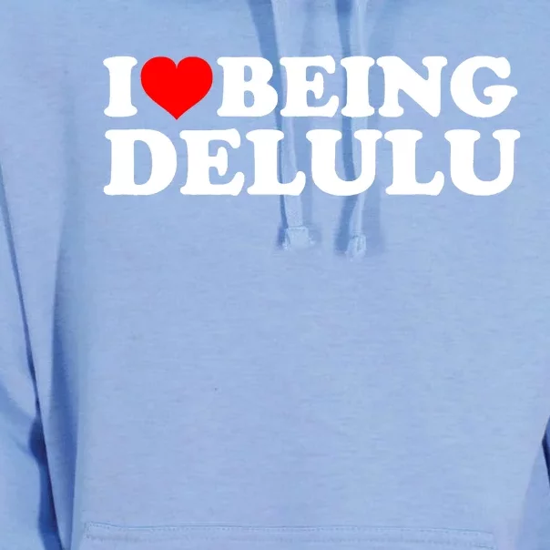 I Love Being Delulu I Heart Being Delulu Red Heart Delulu Unisex Surf Hoodie