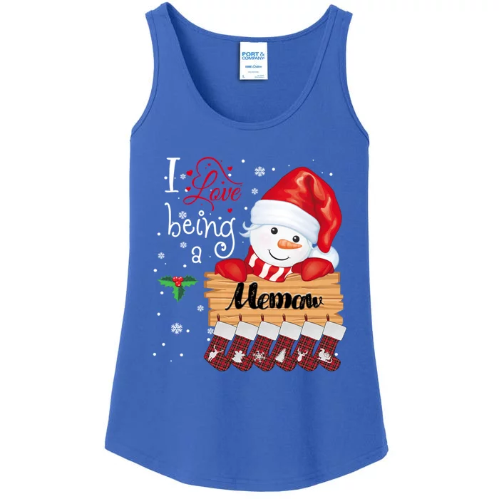 I Love Being A Memaw Snow Family Christmas Xmas Pajamas Gift Ladies Essential Tank