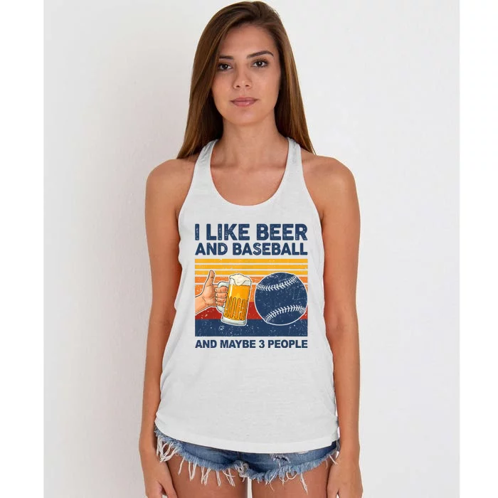 I Like Beer And Baseball And Maybe 3 People Women's Knotted Racerback Tank