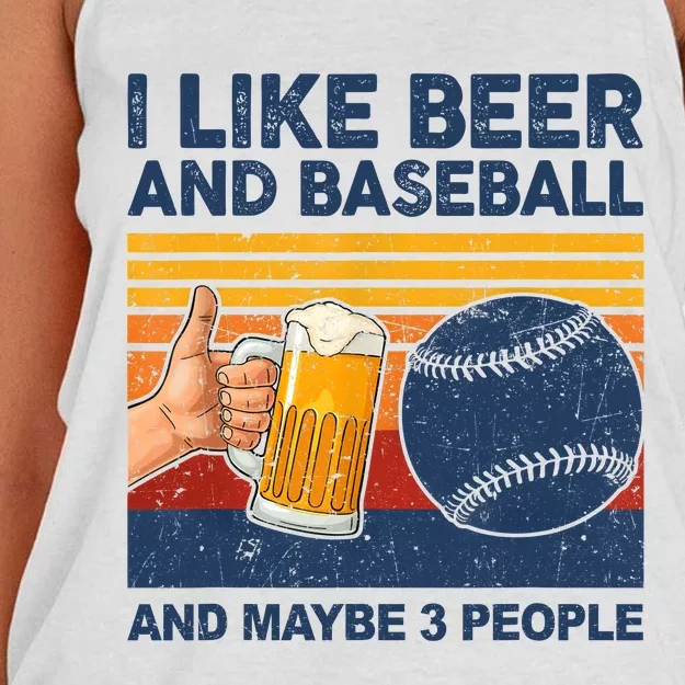 I Like Beer And Baseball And Maybe 3 People Women's Knotted Racerback Tank