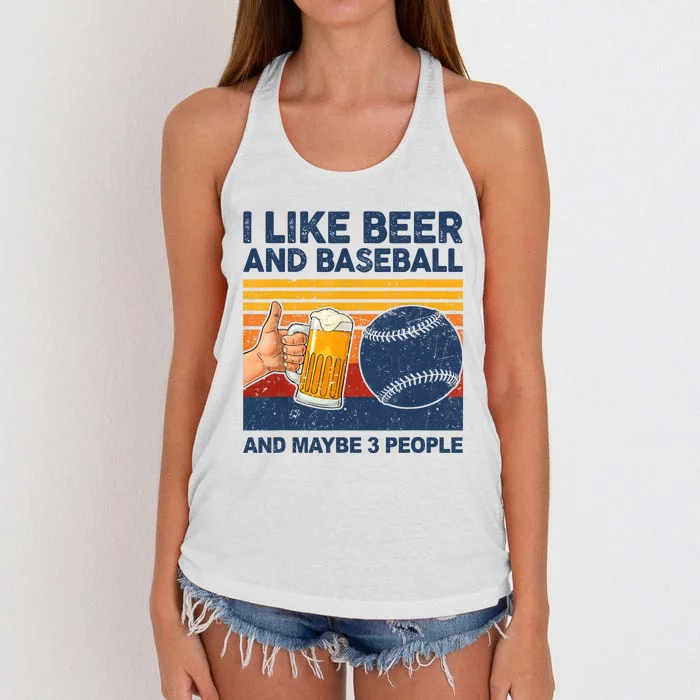 I Like Beer And Baseball And Maybe 3 People Women's Knotted Racerback Tank