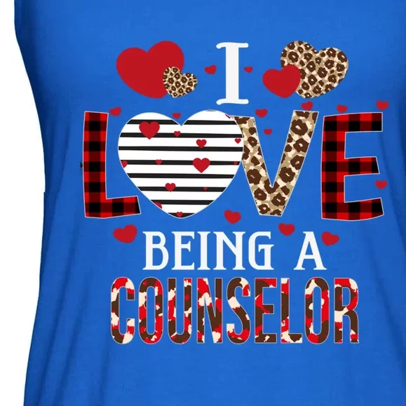 I Love Being A Counselor Red Plaid Hearts Valentines Cool Gift Ladies Essential Flowy Tank