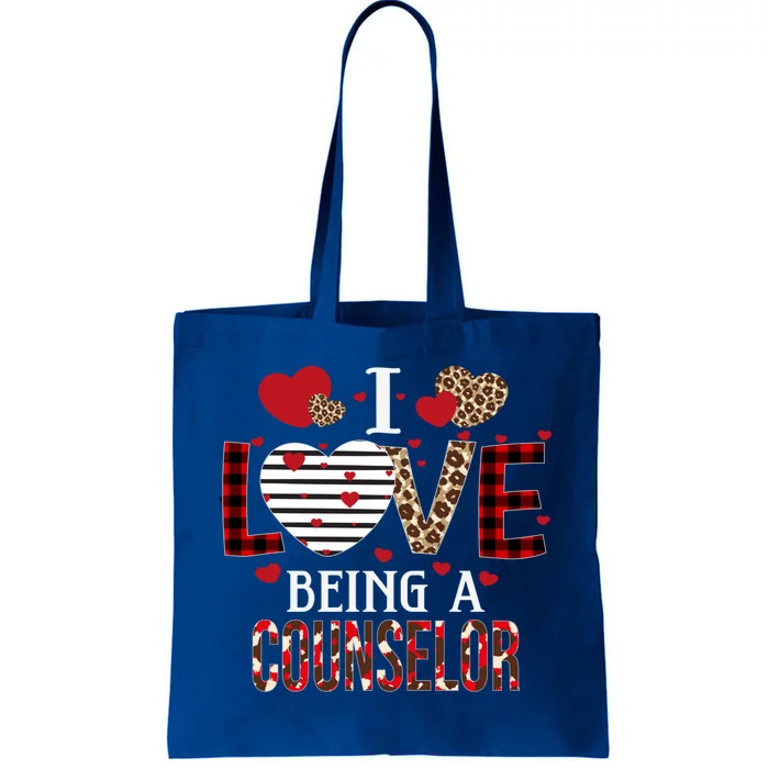 I Love Being A Counselor Red Plaid Hearts Valentines Cool Gift Tote Bag