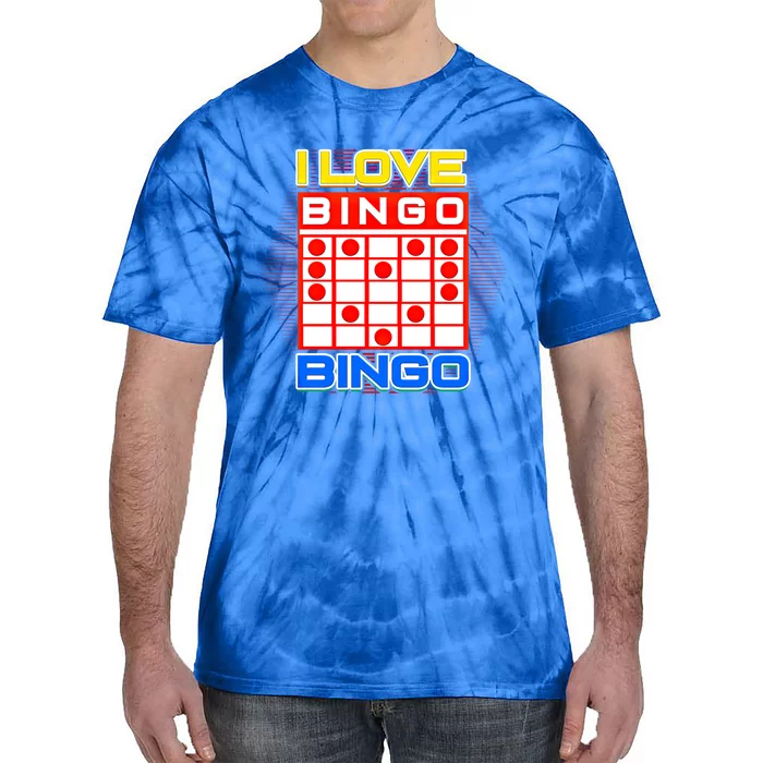 I Love Bingo Gift Lucky Gambling Player Game Gift Tie-Dye T-Shirt