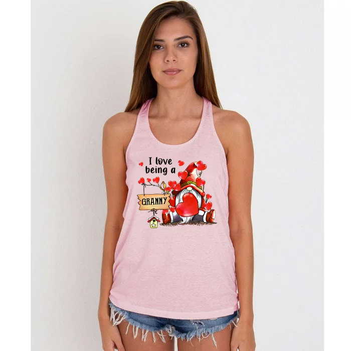 I Love Being A Granny Gnome Granny Heart Valentine's Day Gift Women's Knotted Racerback Tank