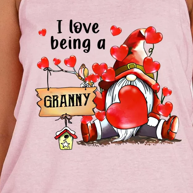 I Love Being A Granny Gnome Granny Heart Valentine's Day Gift Women's Knotted Racerback Tank