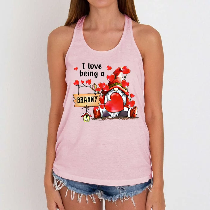 I Love Being A Granny Gnome Granny Heart Valentine's Day Gift Women's Knotted Racerback Tank