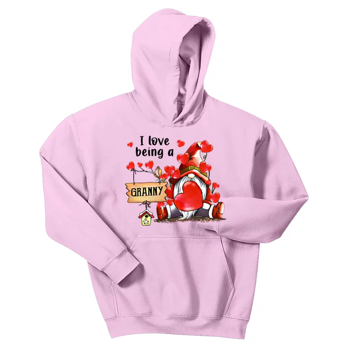 I Love Being A Granny Gnome Granny Heart Valentine's Day Gift Kids Hoodie