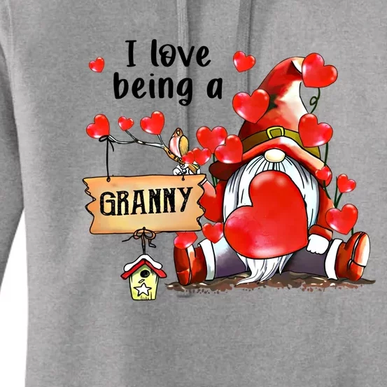 I Love Being A Granny Gnome Granny Heart Valentine's Day Gift Women's Pullover Hoodie