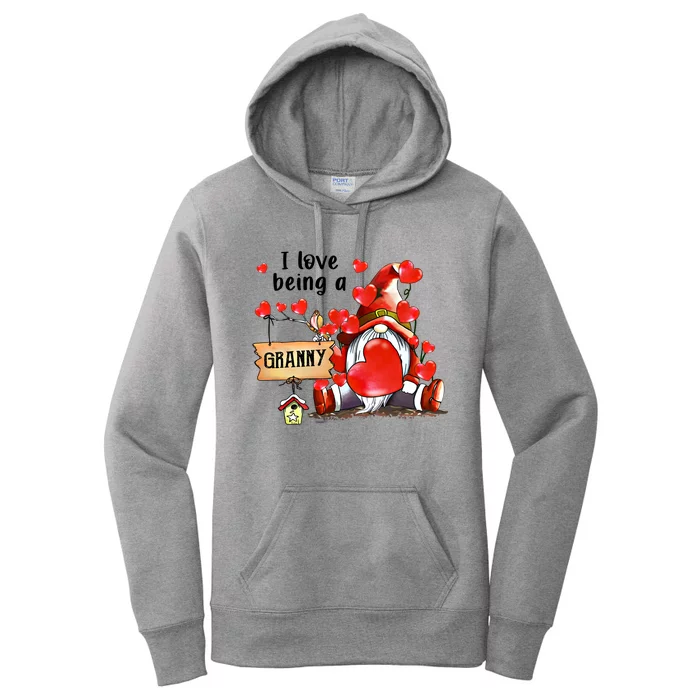 I Love Being A Granny Gnome Granny Heart Valentine's Day Gift Women's Pullover Hoodie