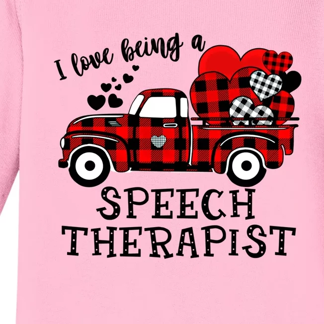 I Love Being A Speech Therapist Flannel Cute Valentine's Day Gift Baby Long Sleeve Bodysuit