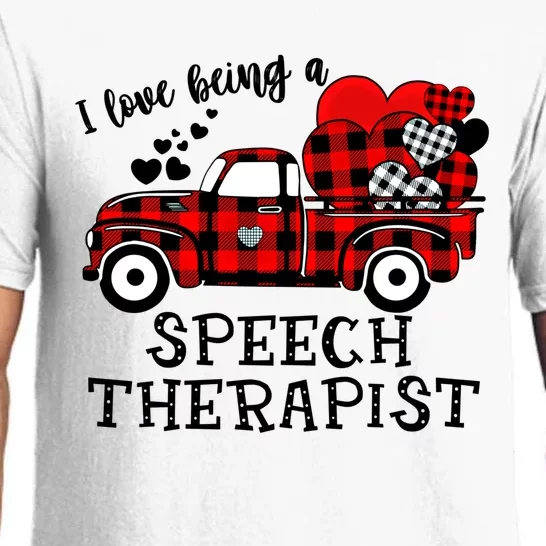 I Love Being A Speech Therapist Flannel Cute Valentine's Day Gift Pajama Set