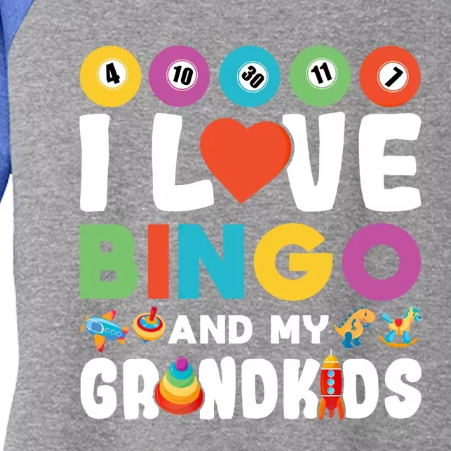 I Love Bingo And My Grand Funny Lucky Gambling Funny Gift Women's Tri-Blend 3/4-Sleeve Raglan Shirt