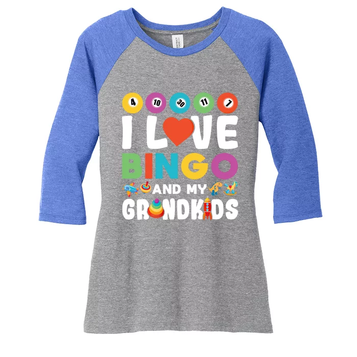 I Love Bingo And My Grand Funny Lucky Gambling Funny Gift Women's Tri-Blend 3/4-Sleeve Raglan Shirt