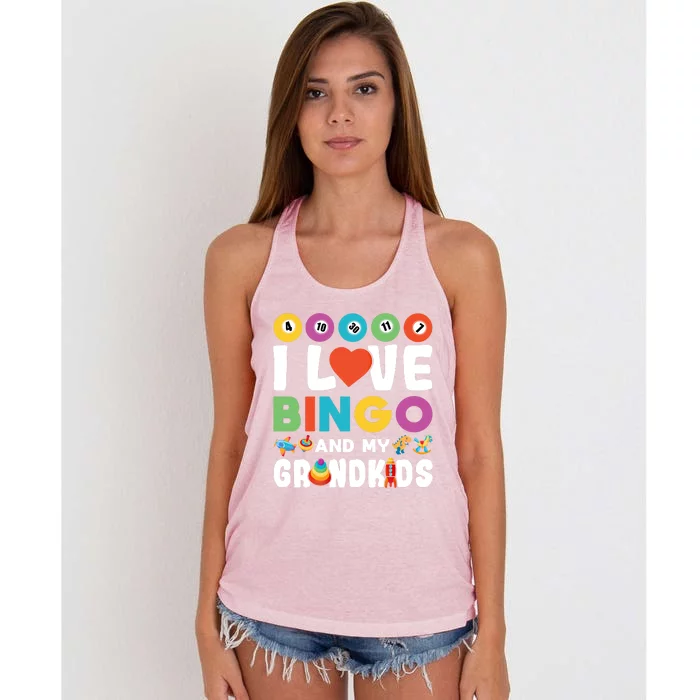 I Love Bingo And My Grand Funny Lucky Gambling Funny Gift Women's Knotted Racerback Tank