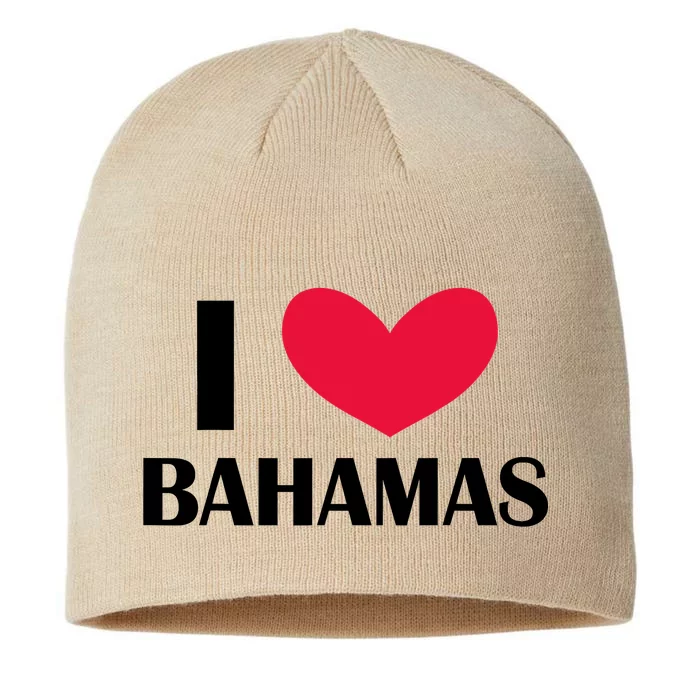 I Love Bahamas Funny Red Heart Love Bahamas 8 1/2in Sustainable Knit Beanie