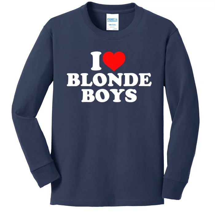 I Love Blonde Kids Long Sleeve Shirt