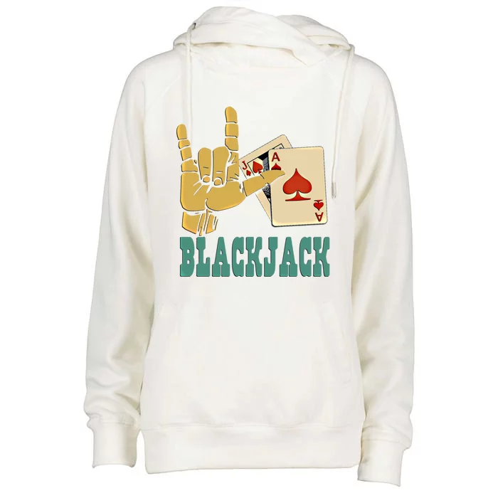 I Love Blackjack Lucky Gambling Gift Womens Funnel Neck Pullover Hood