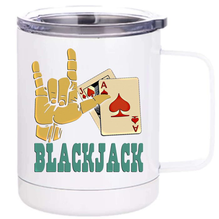 I Love Blackjack Lucky Gambling Gift Front & Back 12oz Stainless Steel Tumbler Cup