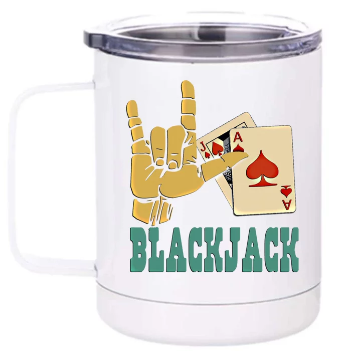 I Love Blackjack Lucky Gambling Gift Front & Back 12oz Stainless Steel Tumbler Cup