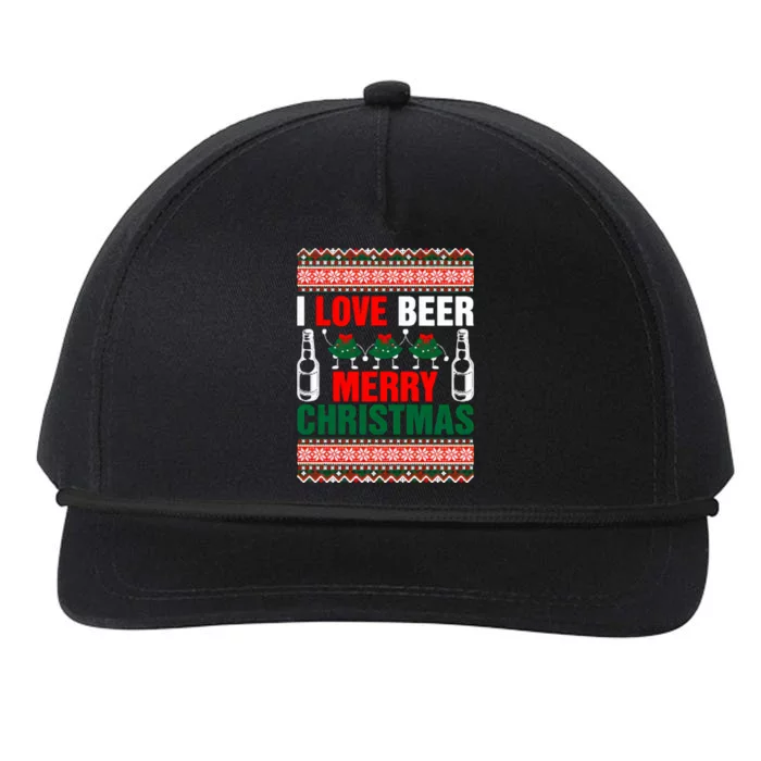 I Love Beer Merry Christmas Snapback Five-Panel Rope Hat