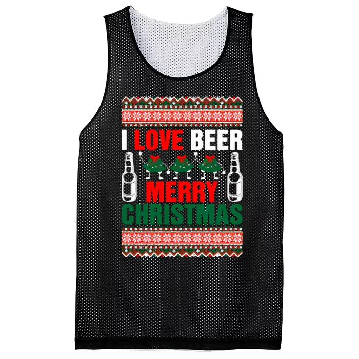 I Love Beer Merry Christmas Mesh Reversible Basketball Jersey Tank