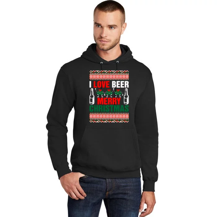 I Love Beer Merry Christmas Tall Hoodie