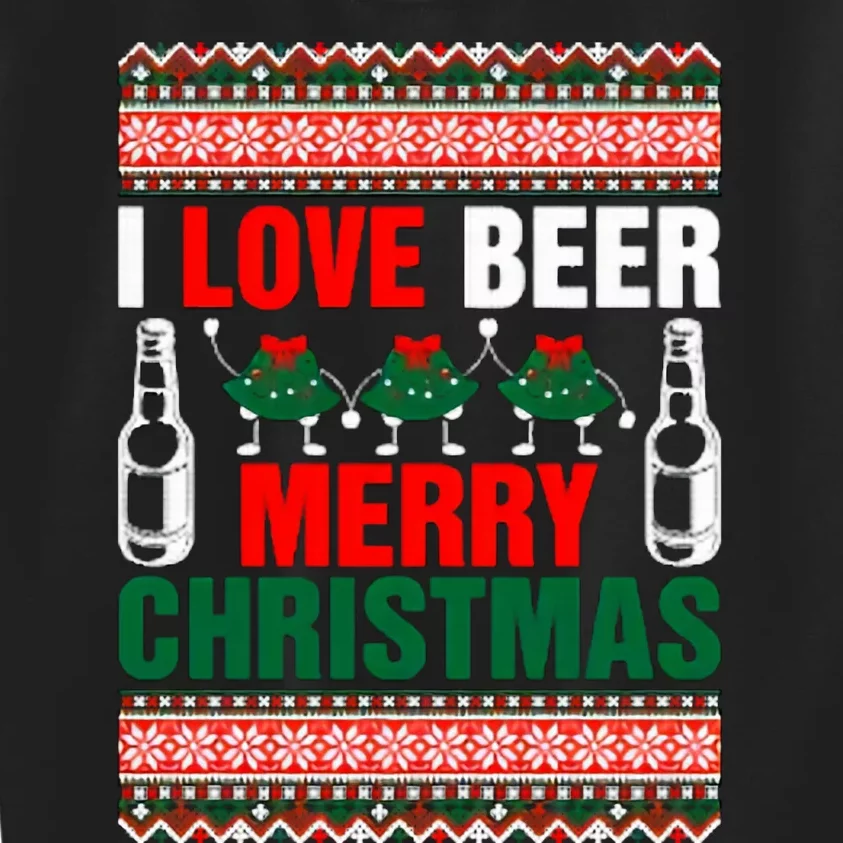 I Love Beer Merry Christmas Kids Sweatshirt