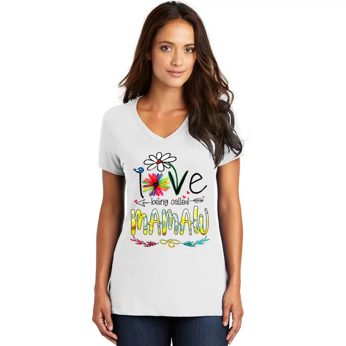 I Love Being Called Mamaw Sunflower Mothers Day Gift Women's V-Neck T-Shirt