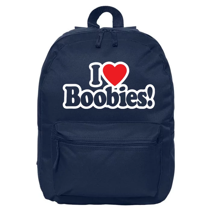 I Love Boobies Heart Boobs Breasts Awareness Cancer Breast Joke Big Boob 16 in Basic Backpack