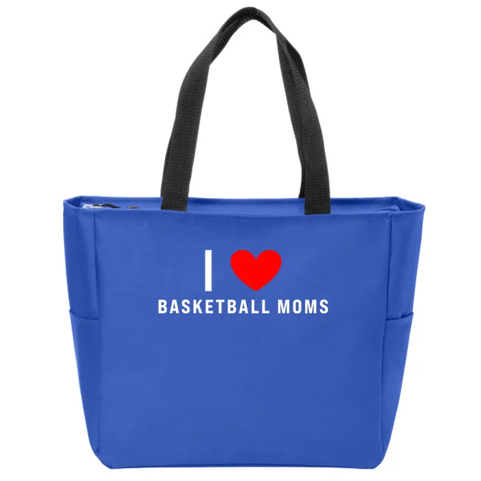 I Love Basketball Moms Funny Red Heart Cool Gift Zip Tote Bag