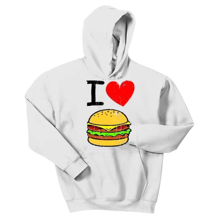 I Love Burgers Funny Hamburger Cheeseburger Graphic Kids Hoodie