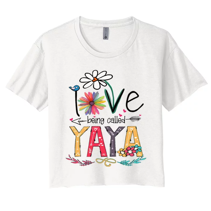 I Love Being Called Yaya Sunflower Mothers Day Women's Crop Top Tee