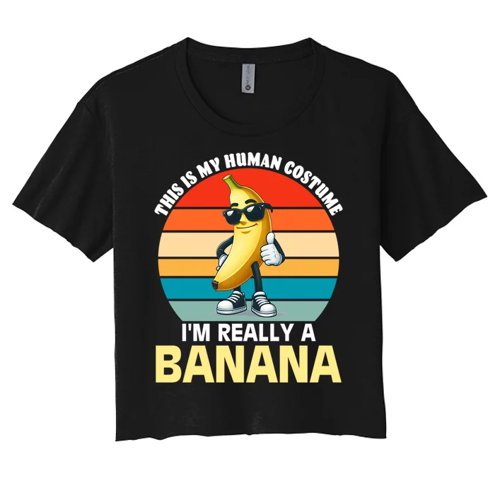 I Love Bananas Gift Halloween Banana Women's Crop Top Tee