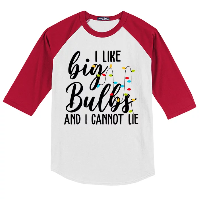 I Like Big Bulbs And I Cannot Lie Funny Christmas Kids Colorblock Raglan Jersey