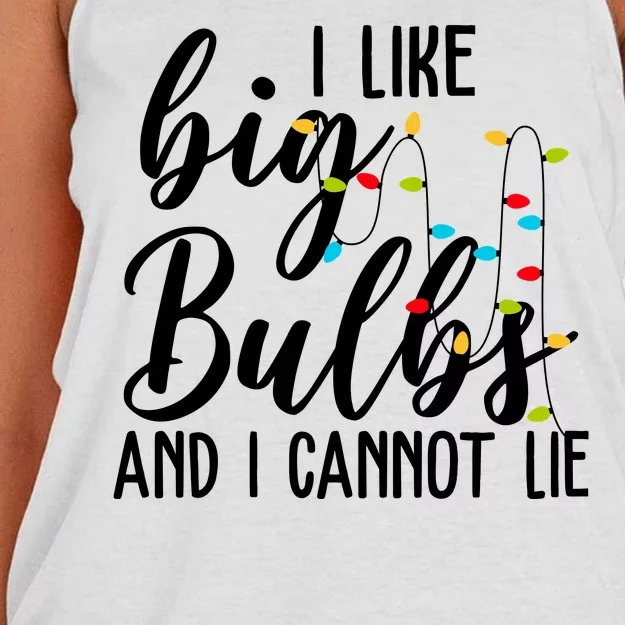 I Like Big Bulbs And I Cannot Lie Funny Christmas Women's Knotted Racerback Tank