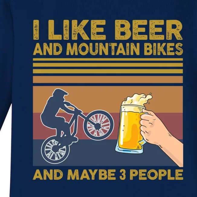 I Like Beer And Mountain Bikes And Maybe 3 People Funny Gift Cute Gift Baby Long Sleeve Bodysuit