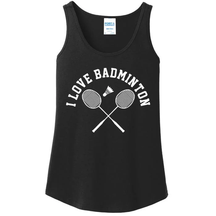 I Love Badminton Player Gift Retro Style Ladies Essential Tank