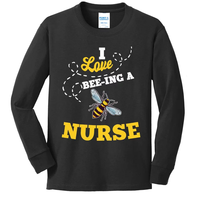 I Love BeeIng A Nurse Honey Bee Job Kids Long Sleeve Shirt