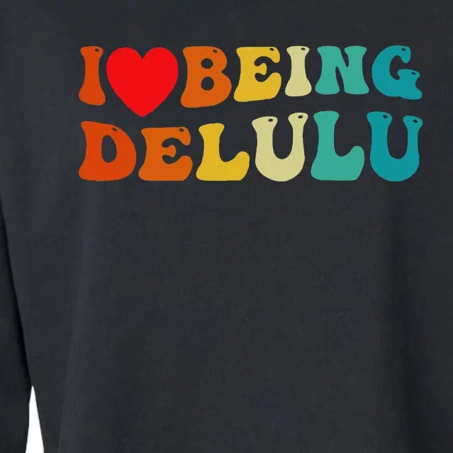 I Love Being Delulu I Heart Being Delulu Red Cropped Pullover Crew