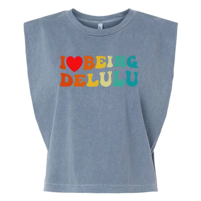 I Love Being Delulu I Heart Being Delulu Red Garment-Dyed Women's Muscle Tee