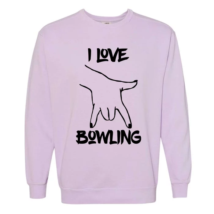 I Love Bowling Garment-Dyed Sweatshirt